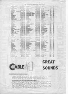 folder introductie Cable One, achterkant met alle kabelfrequenties