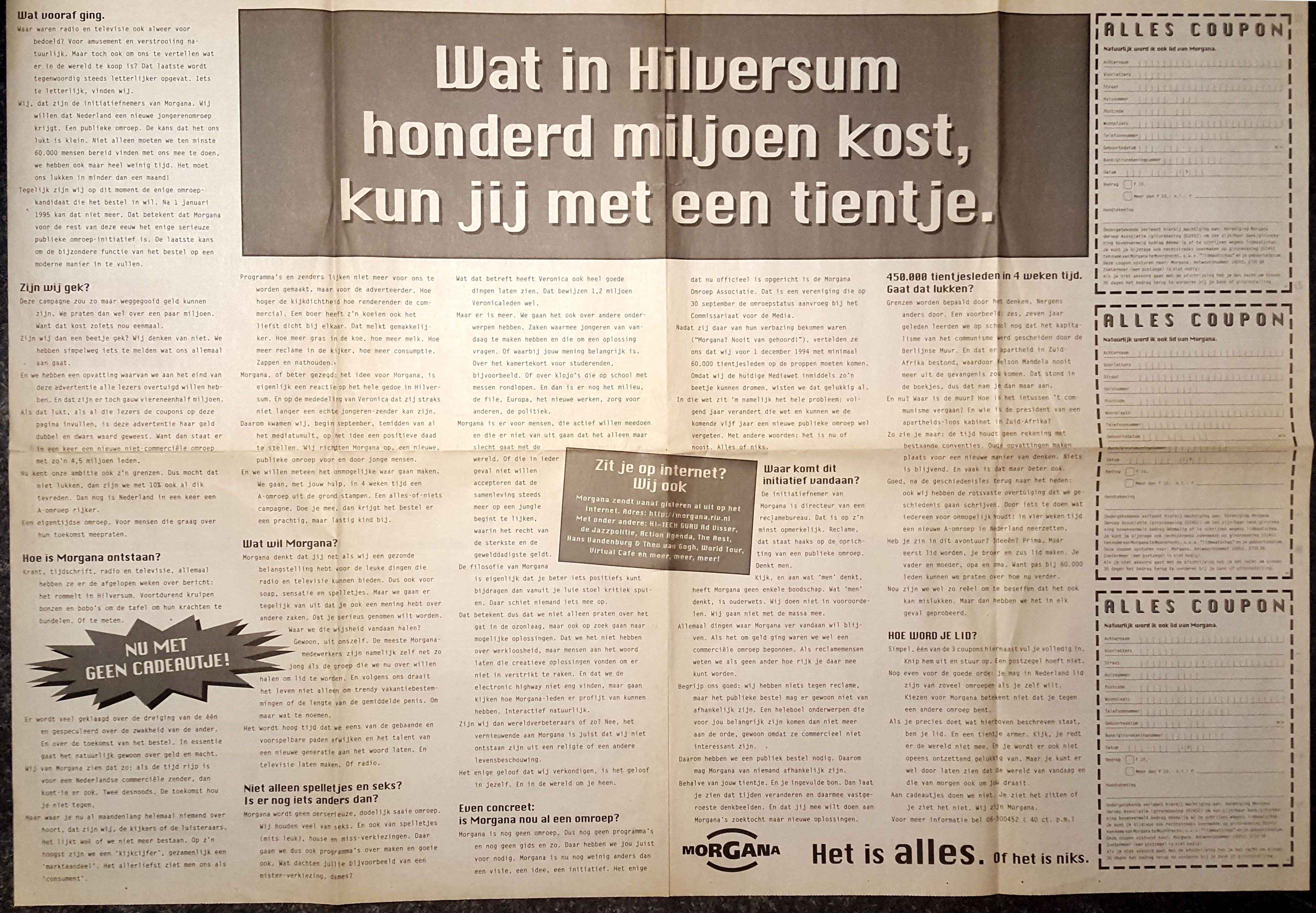 Oproep in o.a. de Volkskrant, 1 november 1994