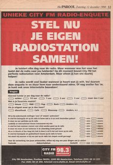 Oproep in het Parool, 12 december 1998